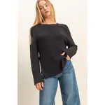 HYFVE Raglan Side Slit Sweater BLACK