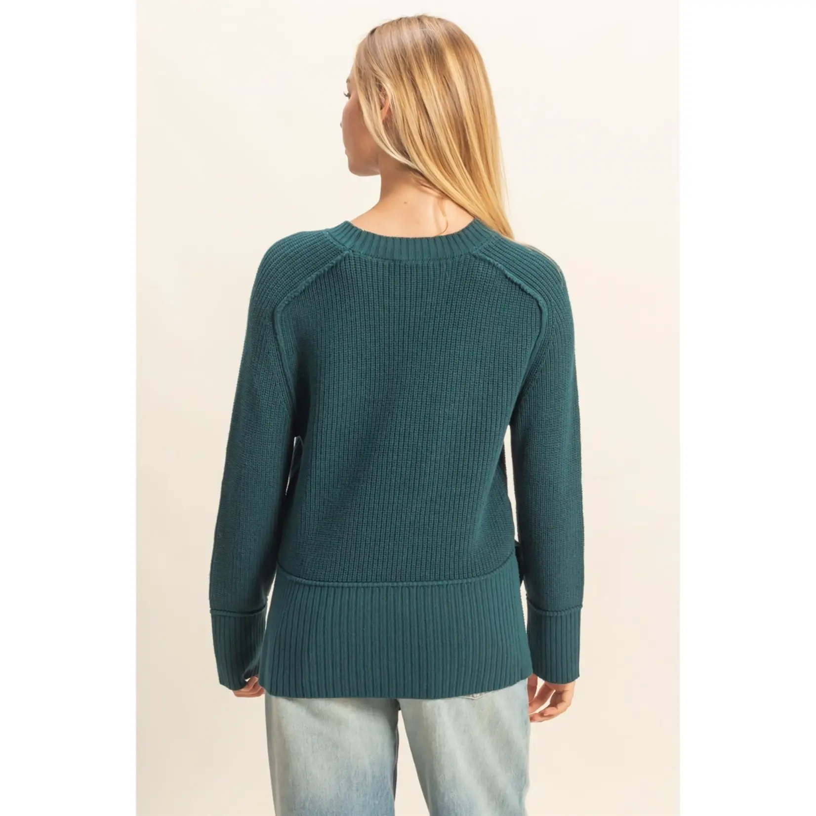 HYFVE Raglan Side Slit Sweater Deep Green