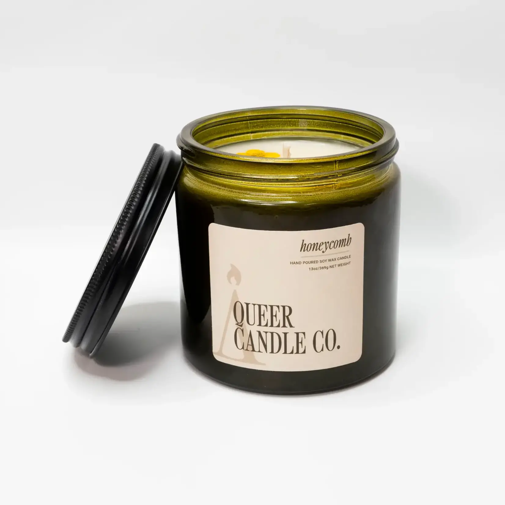 Queer Candle Co Green Jar Candle: Honeycomb