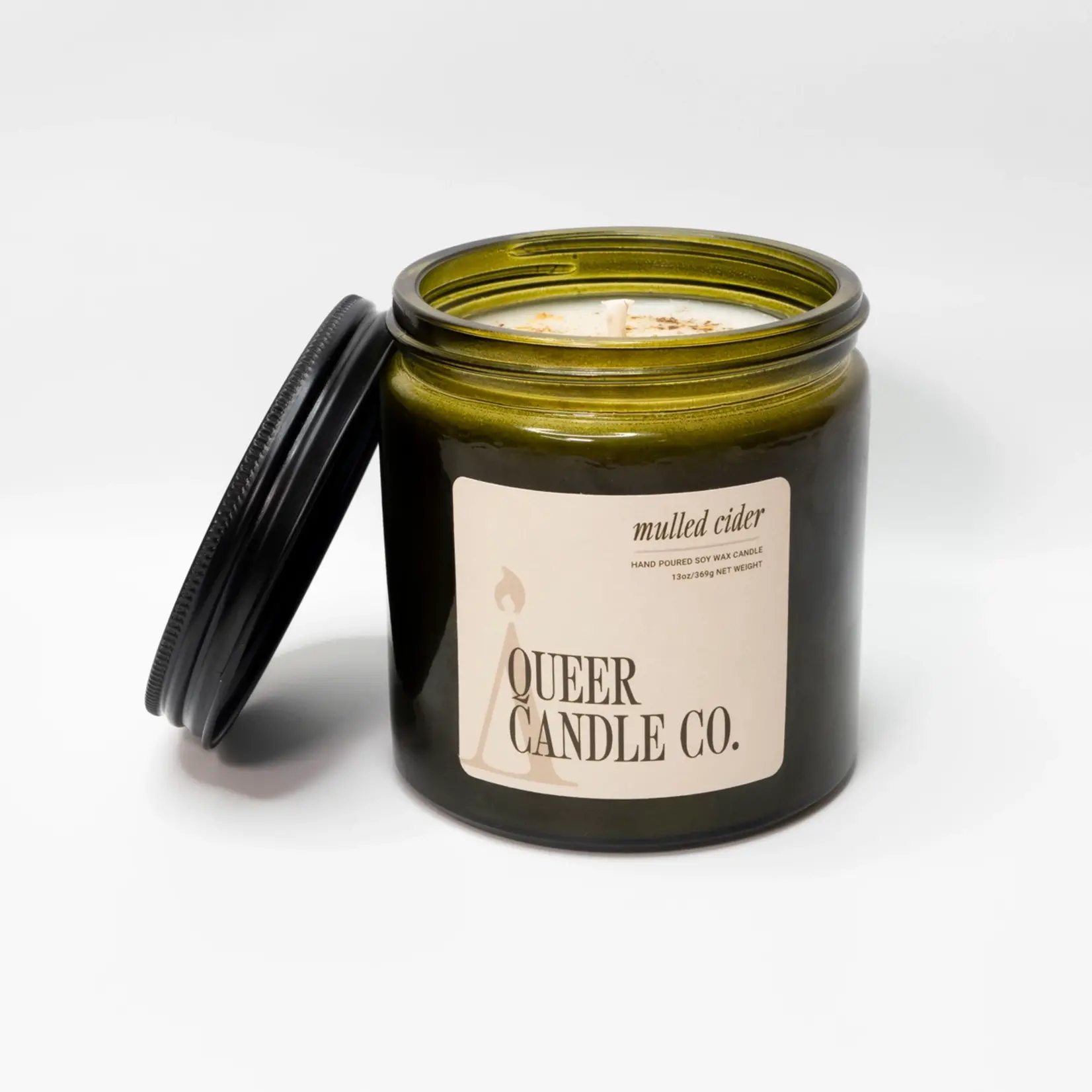 Queer Candle Co Green Jar Candle: Mulled Cider