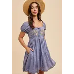 In Loom Cross Stitched Babydoll ELEMENTAL BLUE