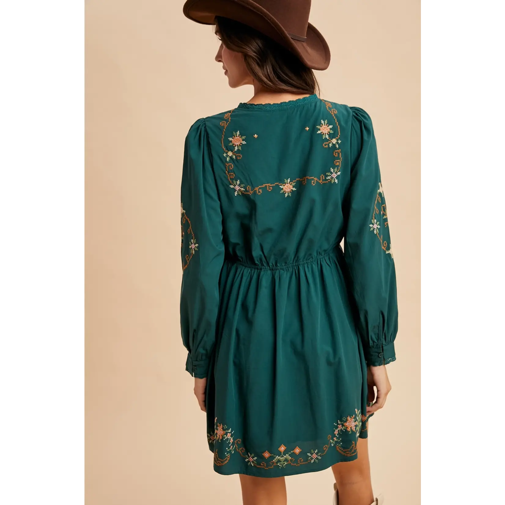 In Loom Embroidered Mini Dress EMERALD FINAL SALE