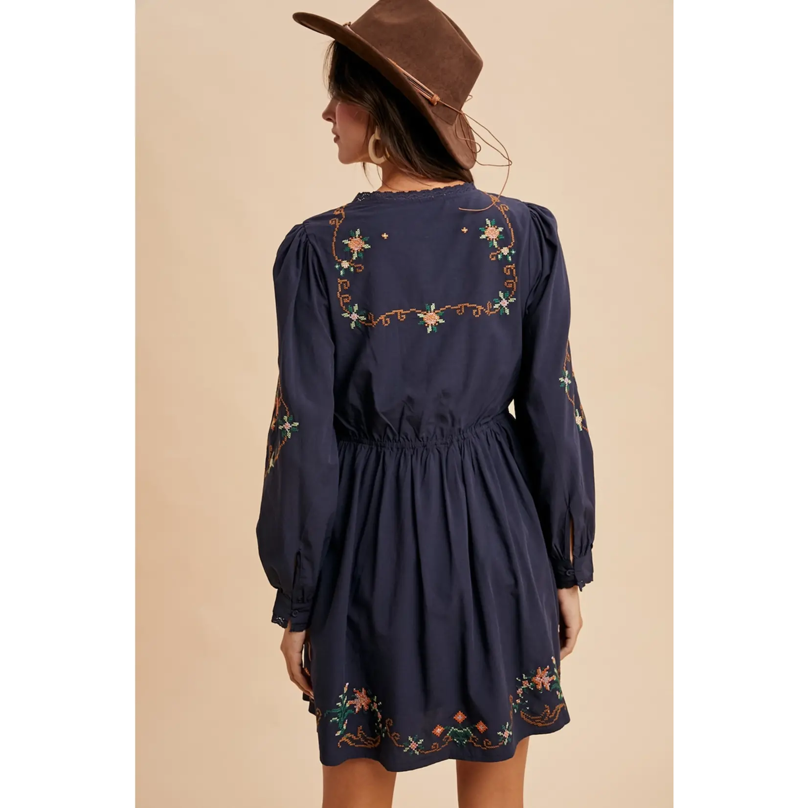 In Loom Embroidered Mini Dress MIDNIGHT