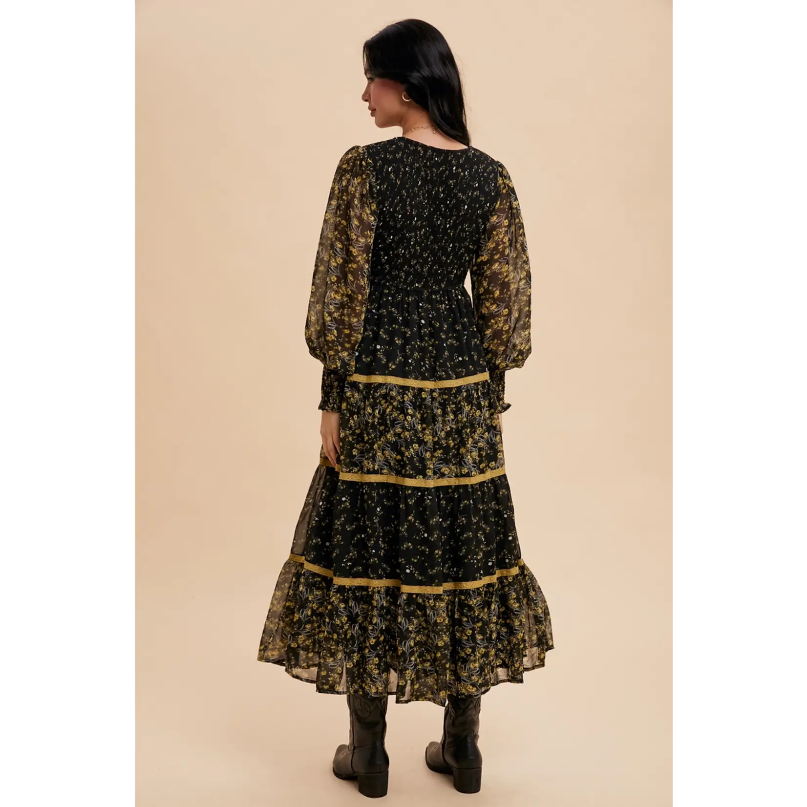 In Loom Mixed Media Floral Maxi BLACK FINAL SALE