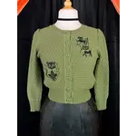 Mischief Made Meow Trap Cropped Cardigan- Sage