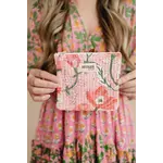 MYNAHbySmitha 'Peach Poppies' Quilted Coin Pouch