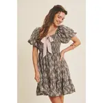 In February Contrast Bow Mini Dress-SEAGRASS