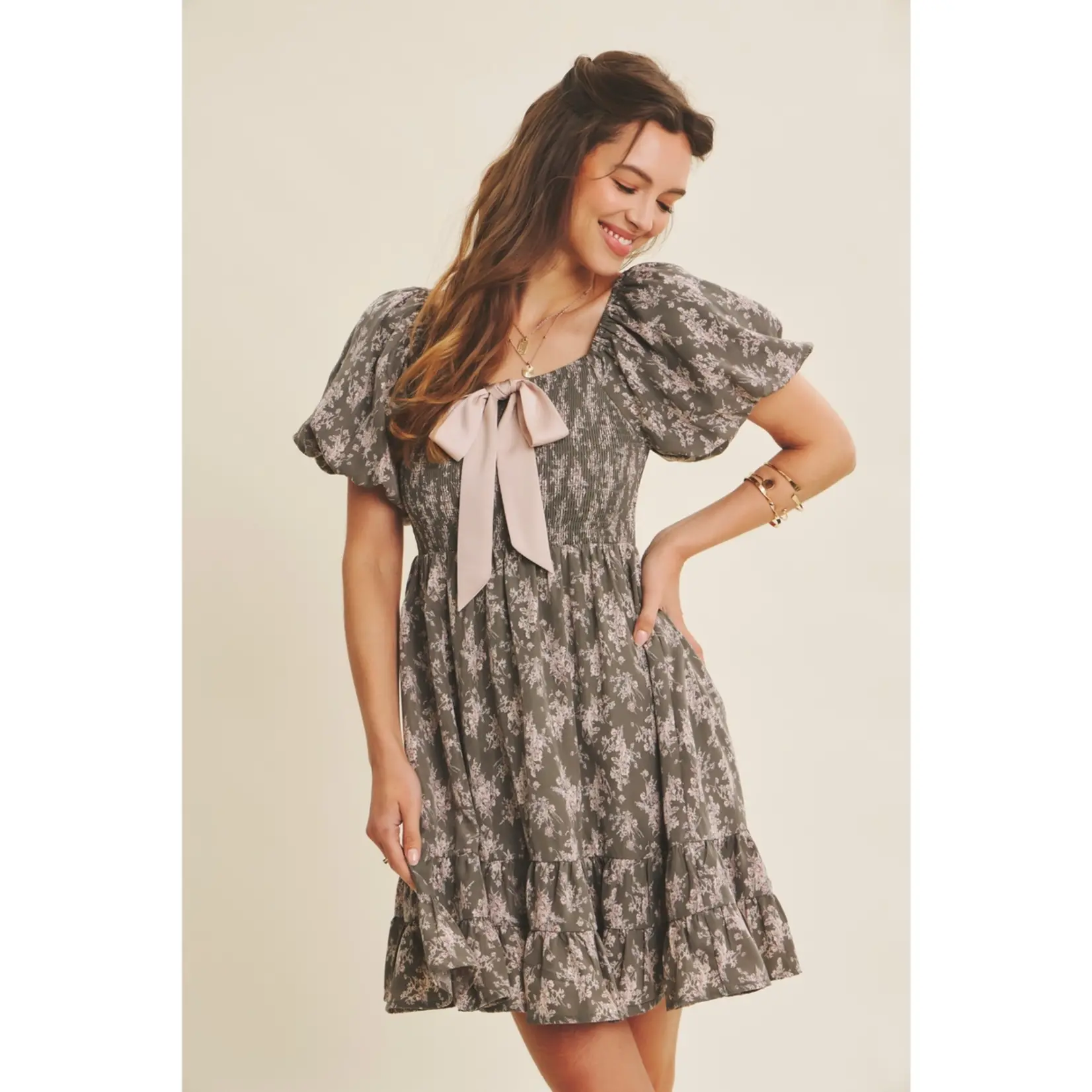In February Contrast Bow Mini Dress-SEAGRASS