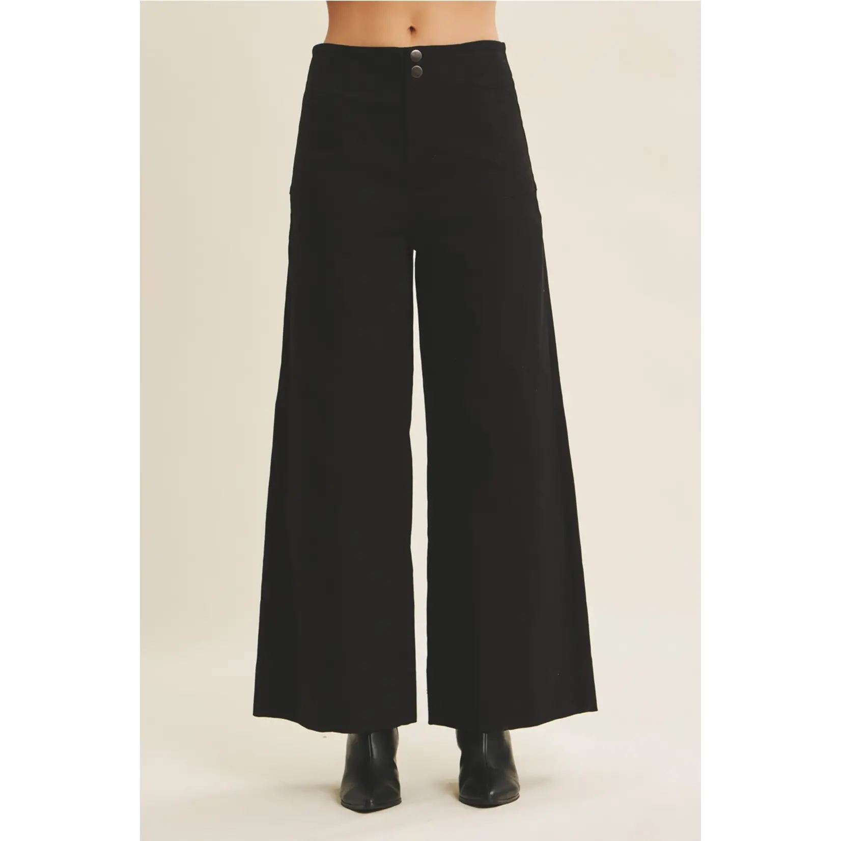 In February Essential Wide-Leg Pants-BLACK