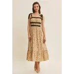 In February Velvet Tied Midi Dress ALMOND