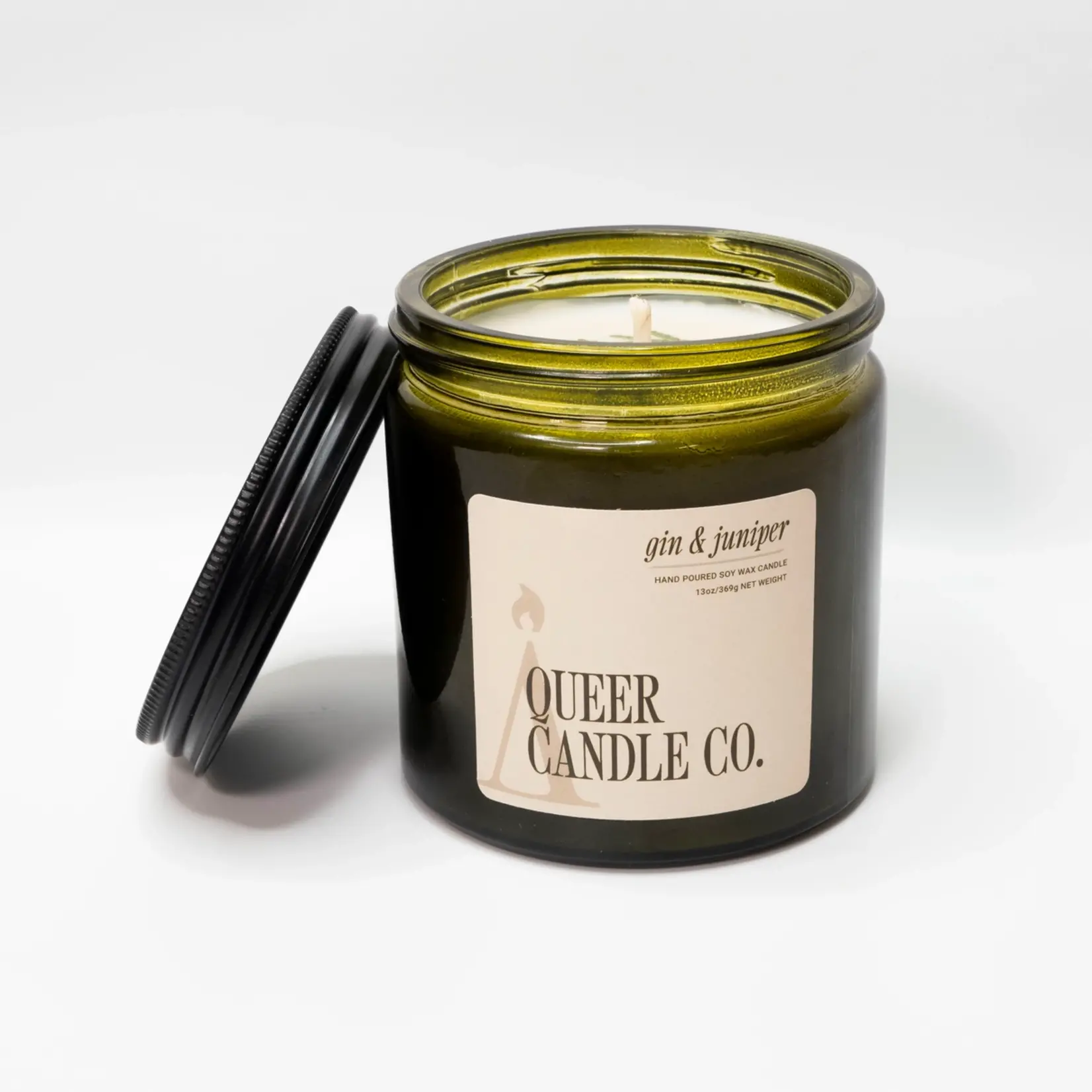 Queer Candle Co Green Jar: Gin & Juniper
