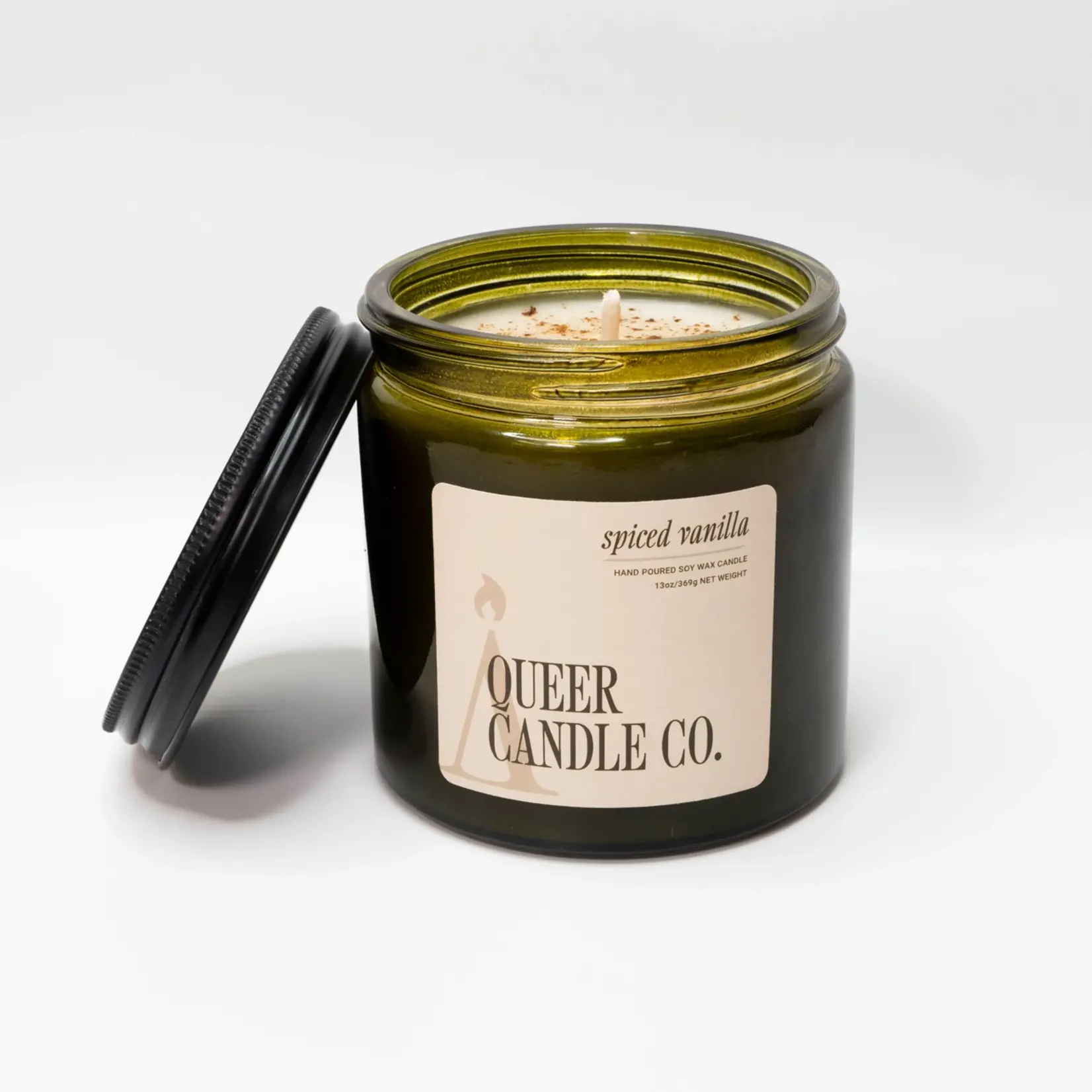 Queer Candle Co Green Jar: Spiced Vanilla