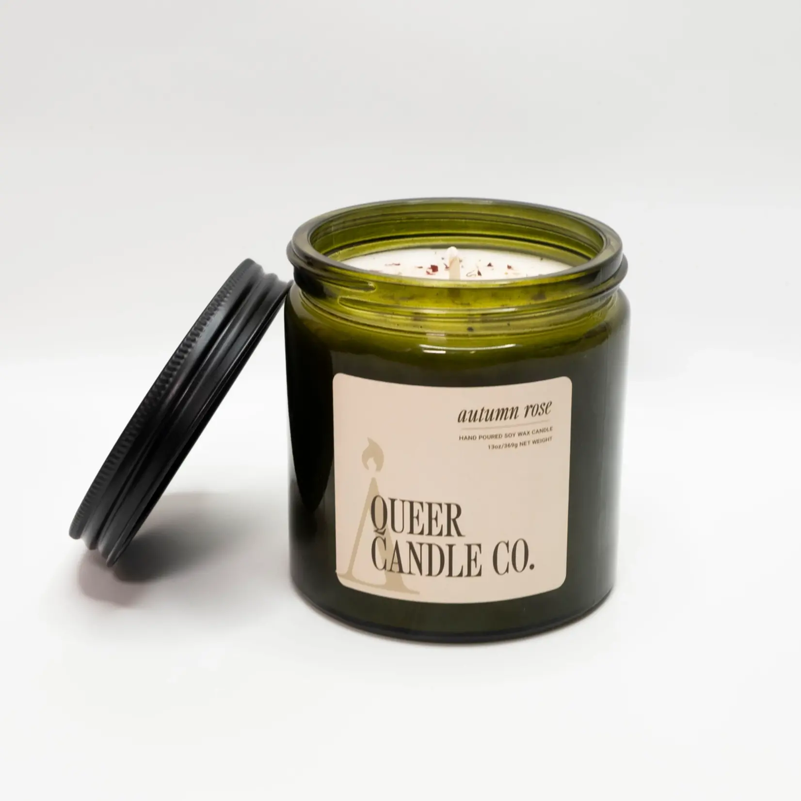 Queer Candle Co Green Jar: Autumn Rose
