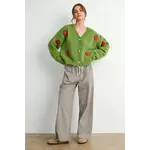 Buttermelon Strawberry Cropped Cardigan-Green