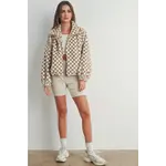 Buttermelon Checker Teddy Jacket-Taupe