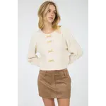 Blu Pepper Velvet Bow Sweater-CREAM
