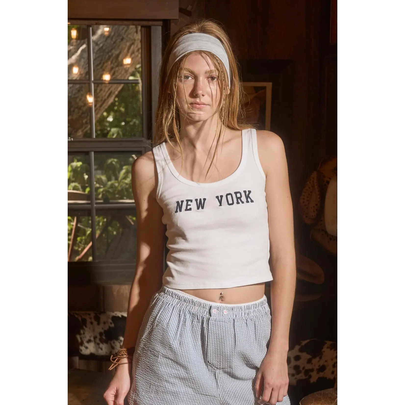 Blu Pepper NY Cropped Tank-WHITE