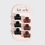 Kitsch Mini Puffy Claw Clips Set- Black/Tort