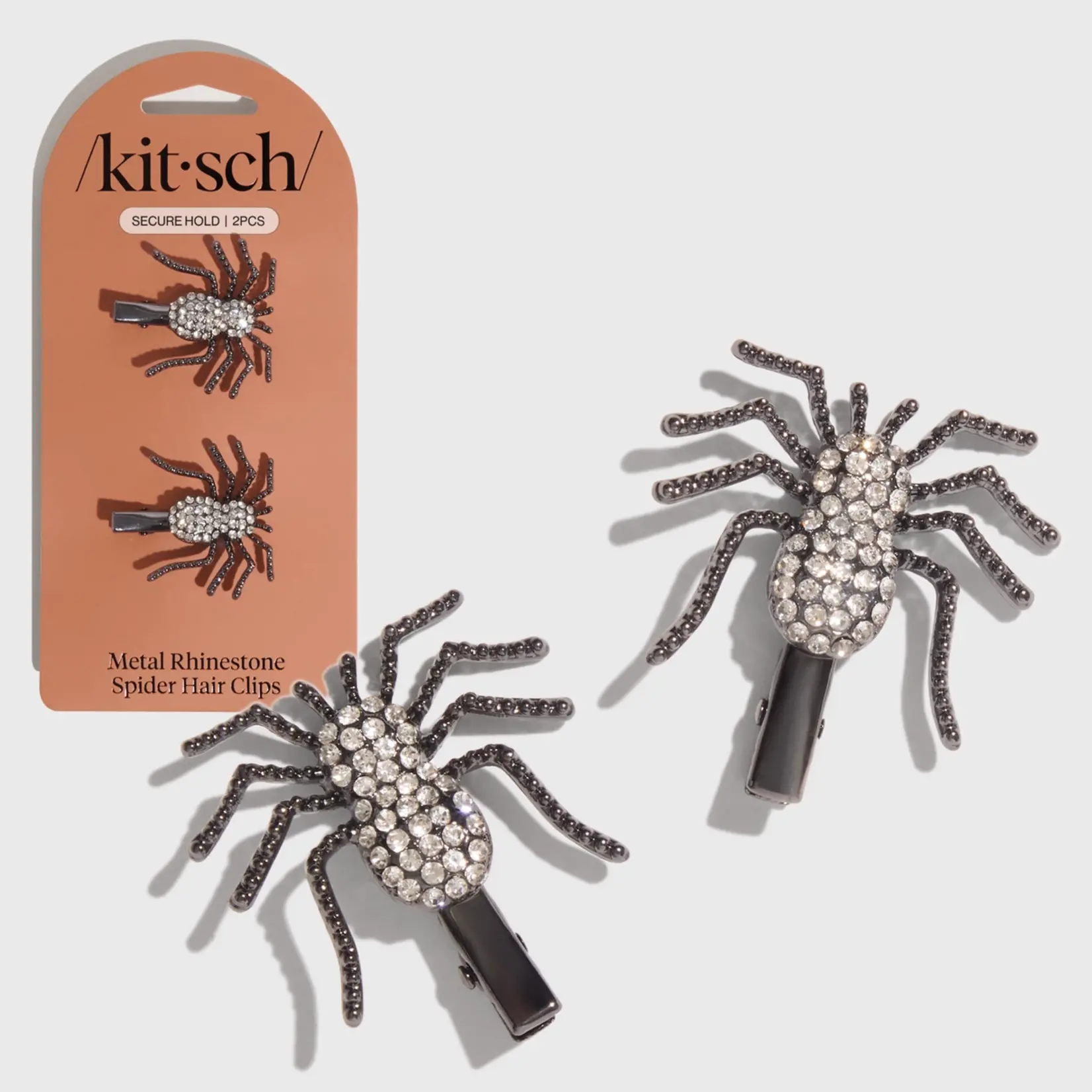 Kitsch Metal Rhinestone Hair Clips- Spider