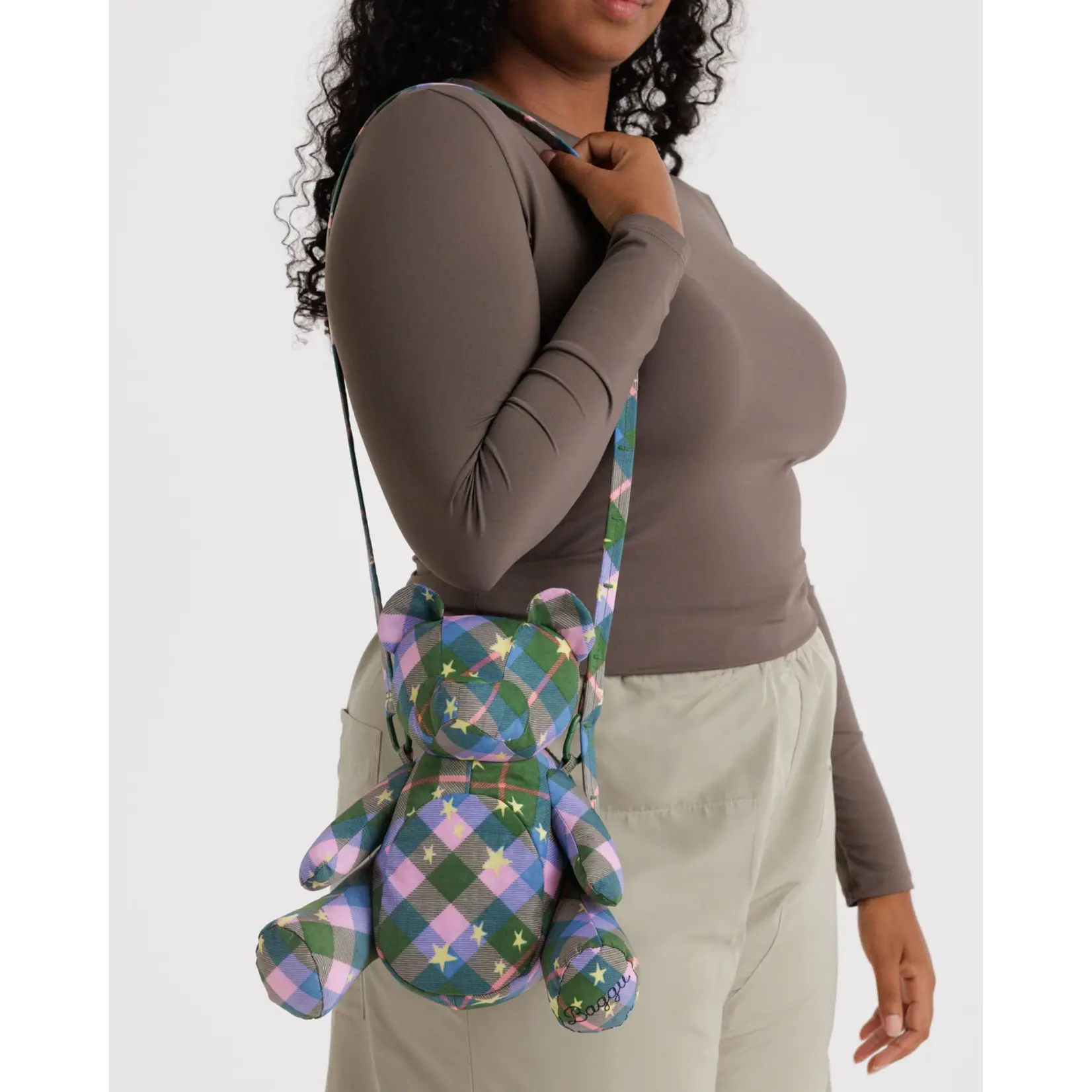 Baggu Bear Bag - Green Star Plaid