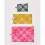 Baggu Flat Pouch Set - Star Plaid