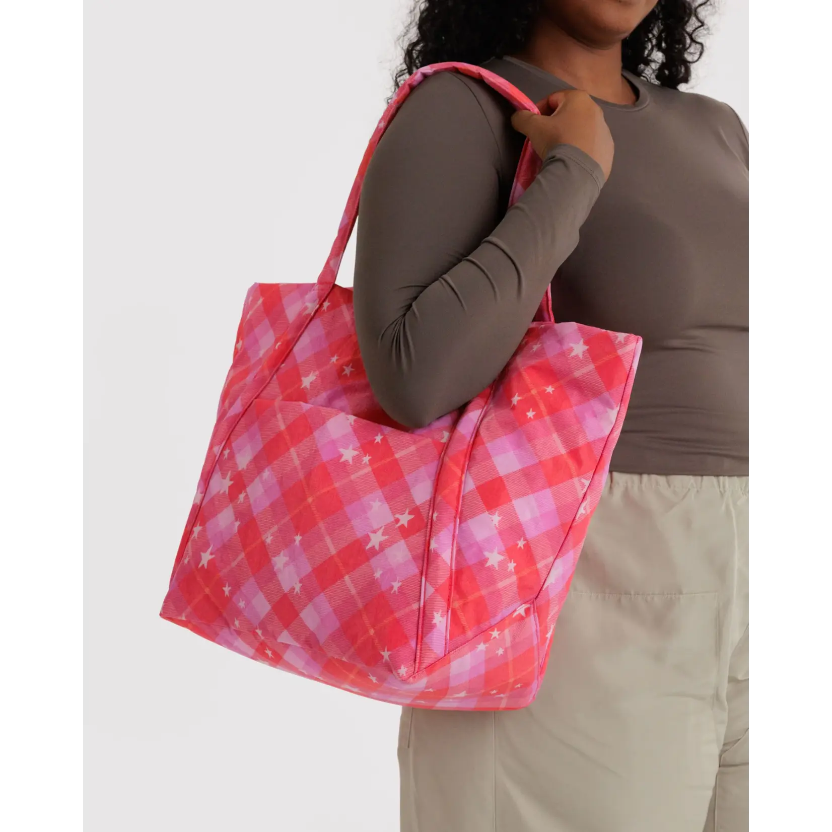 Baggu Cloud Bag - Pink Star Plaid
