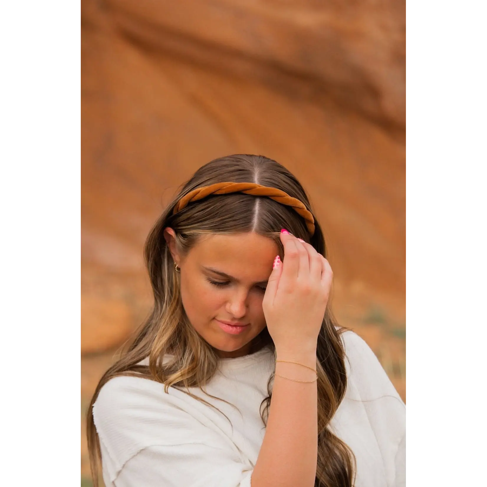 Shop Andi Brown Velvet Braided Headband