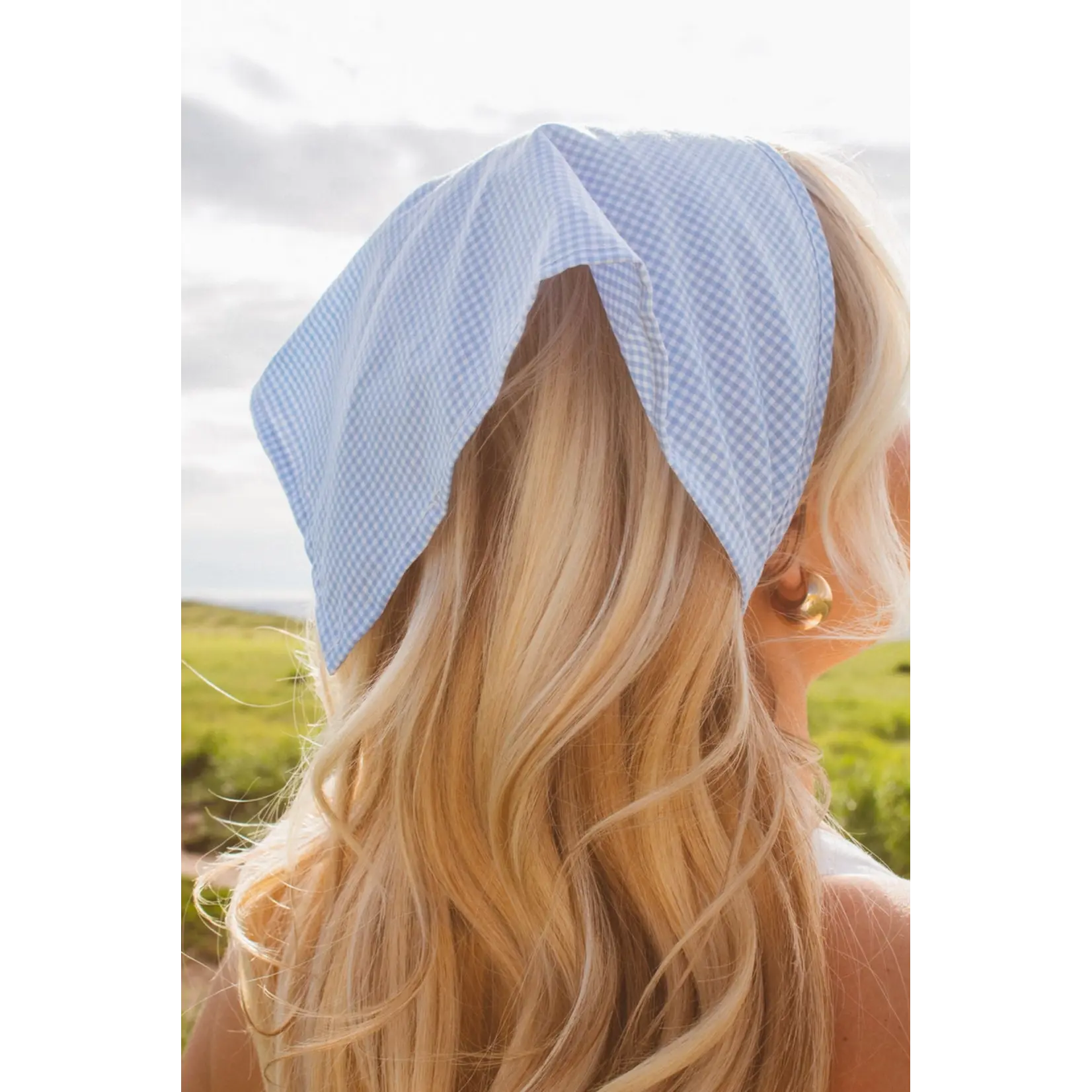 Shop Andi Checkered Tie Bandana  Blue