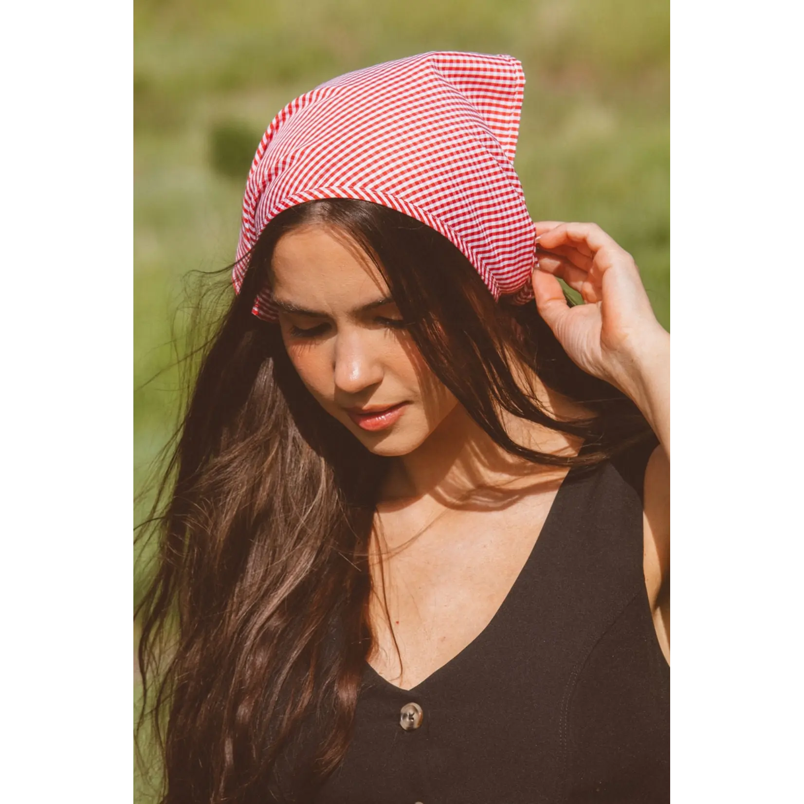 Shop Andi Checkered Tie Bandana  Red