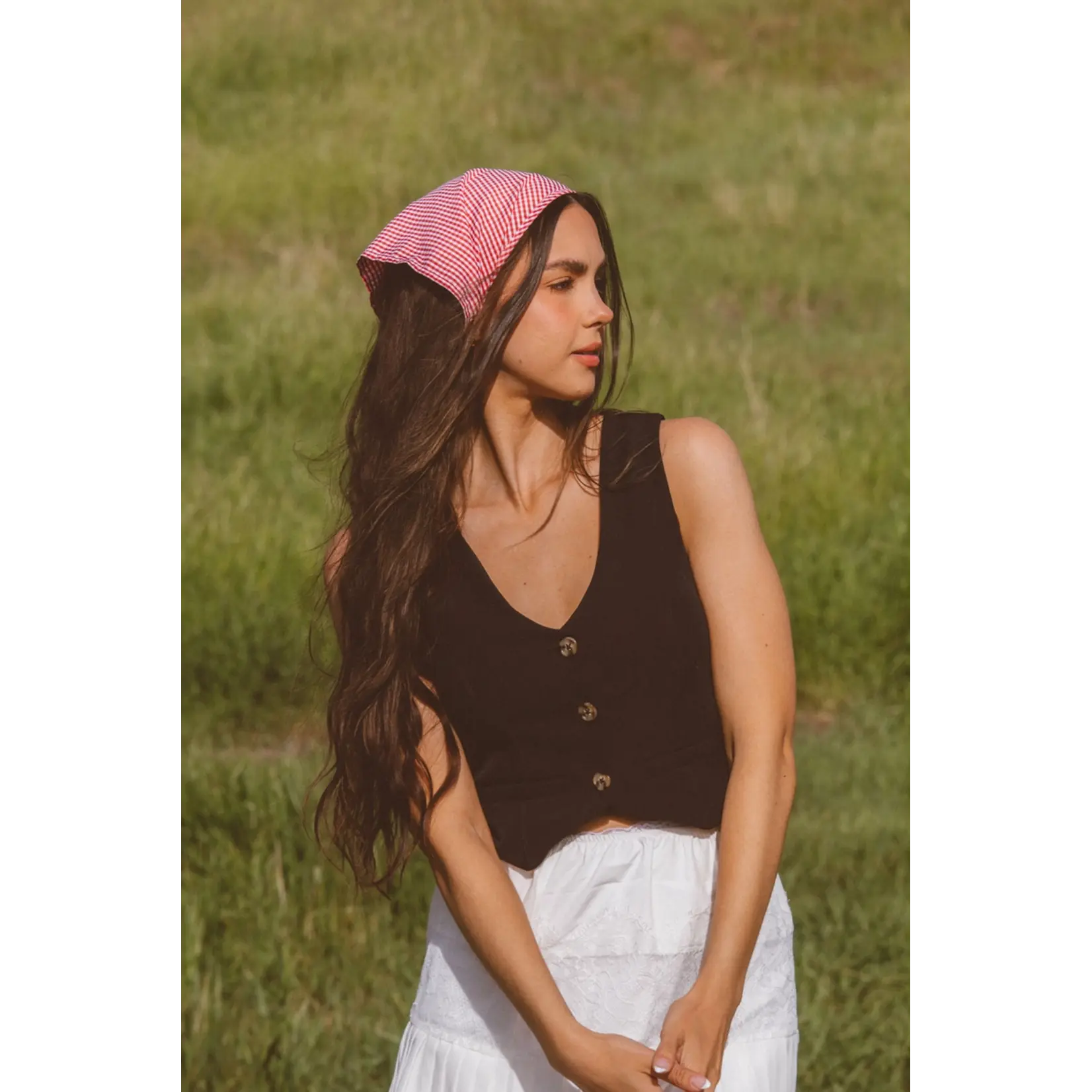 Shop Andi Checkered Tie Bandana  Red