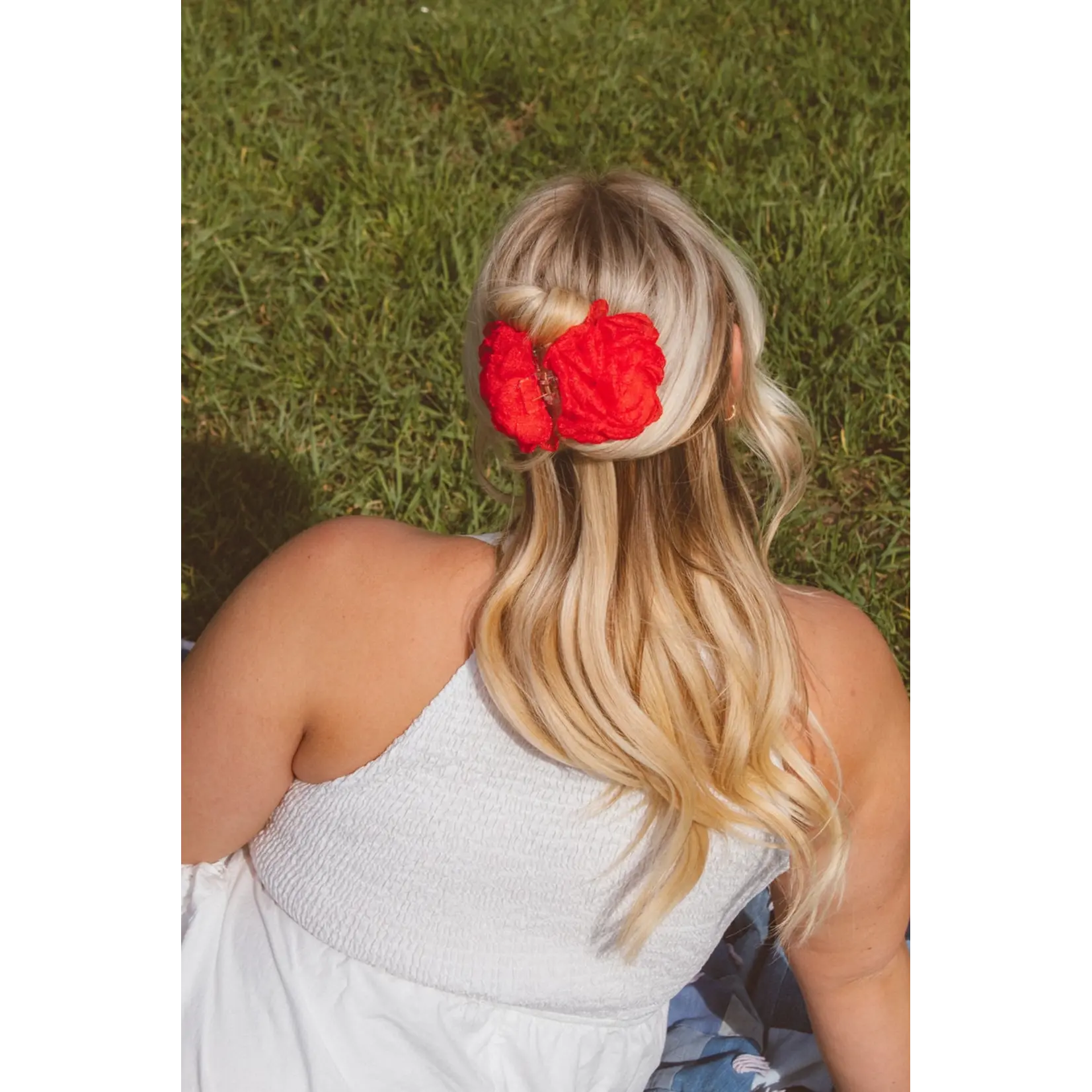 Shop Andi Rose Ruffle Claw Clip  Red