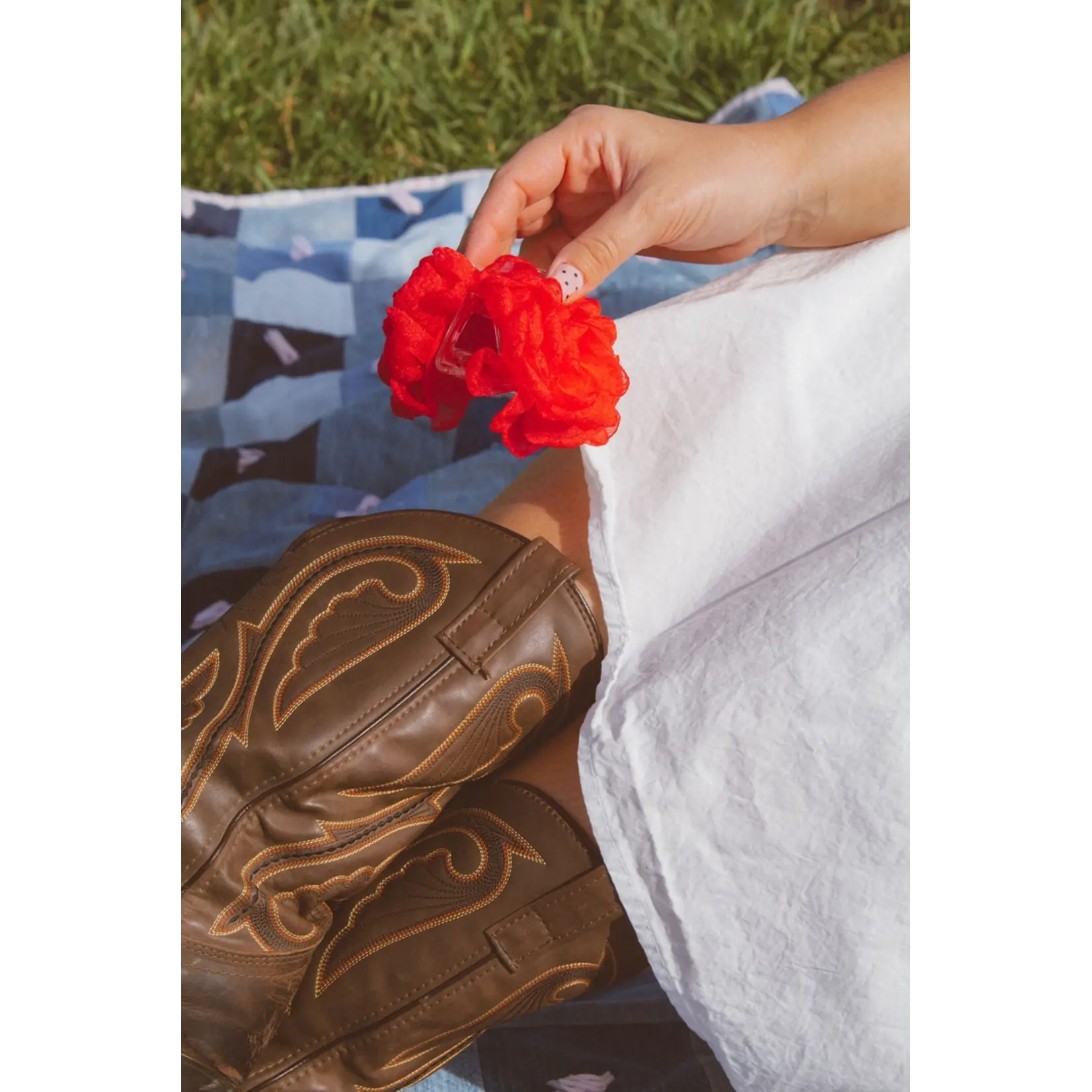 Shop Andi Rose Ruffle Claw Clip  Red