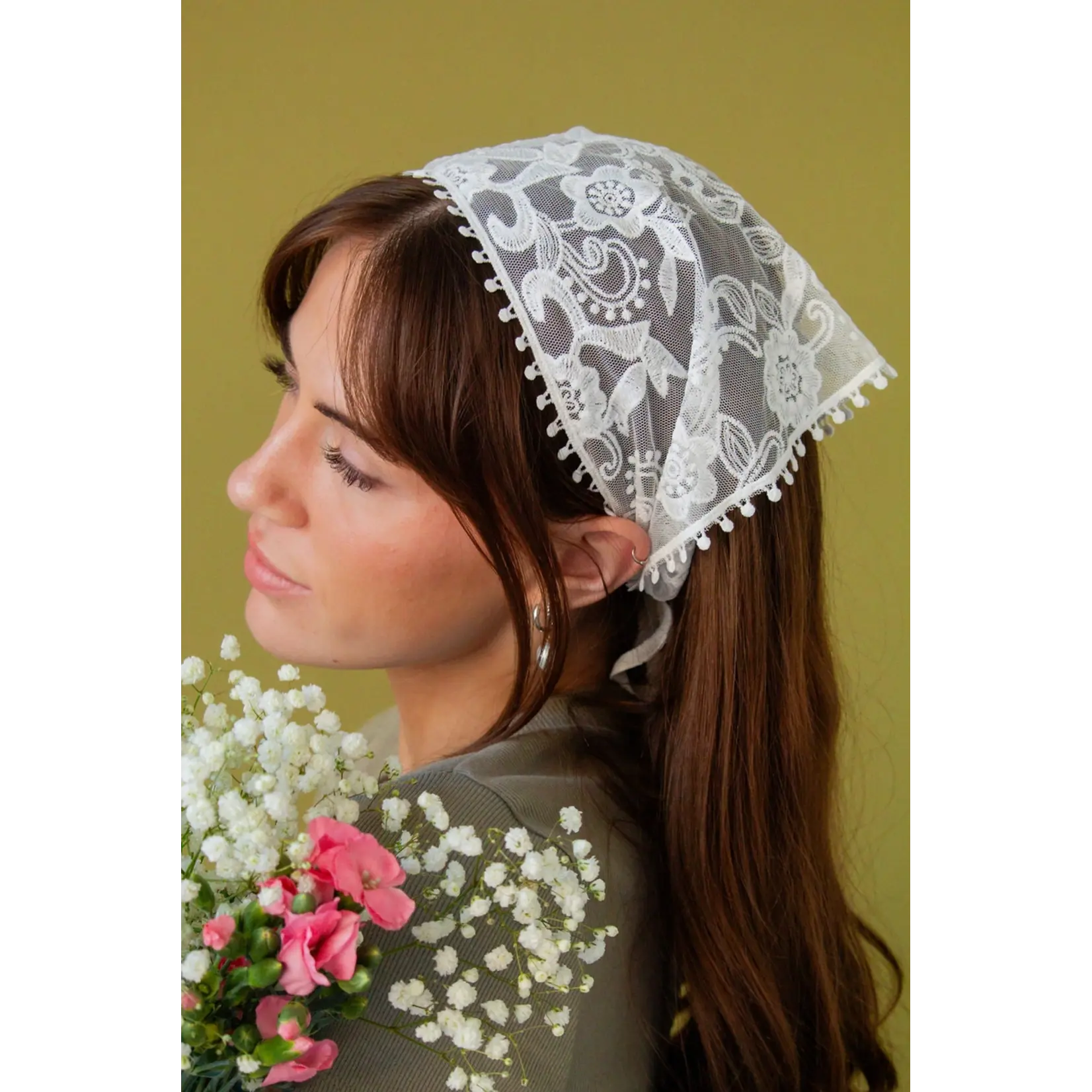 Shop Andi White Lace Tie Bandana