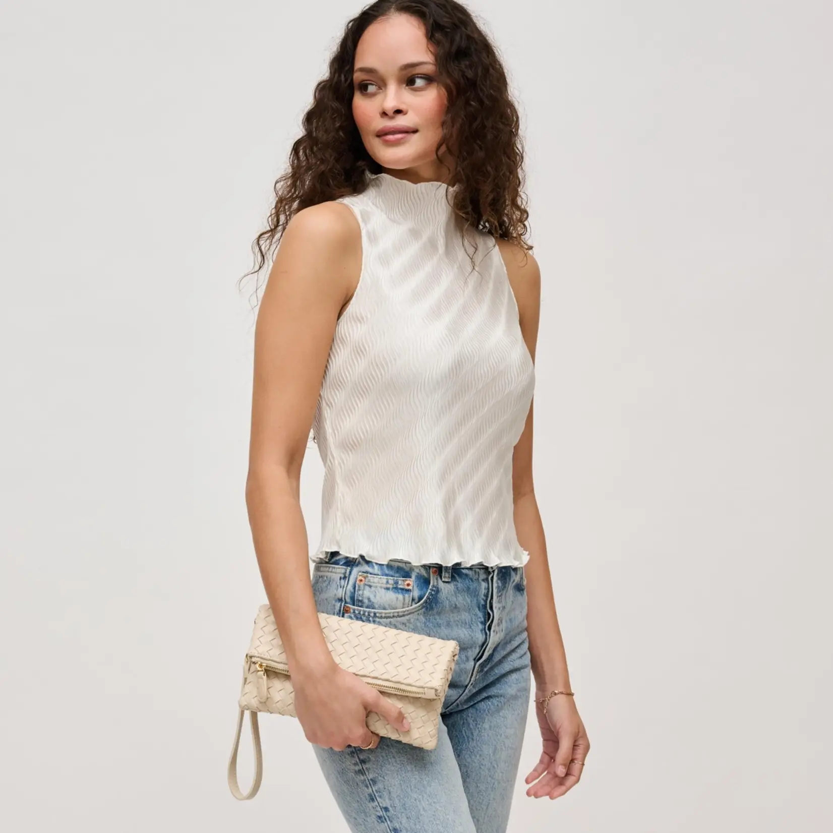 Urban Expressions Aria Woven Wristlet Clutch  Oatmilk