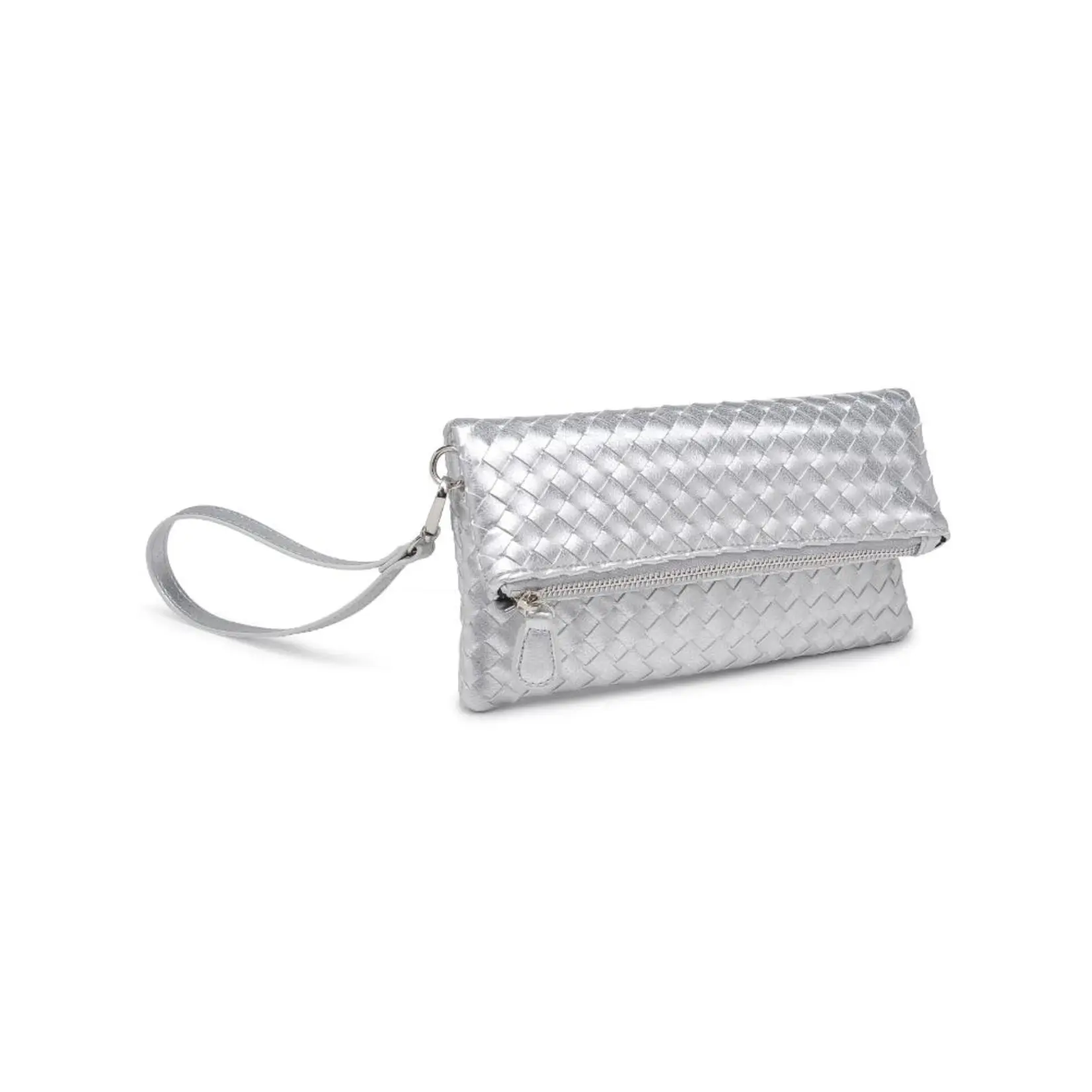 Urban Expressions Aria Woven Wristlet Clutch  Silver