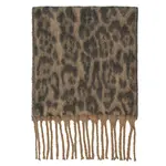 Hana C.C Leopard Fringe Scarf  Brown