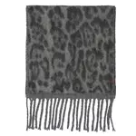 Hana C.C Leopard Fringe Scarf Gray