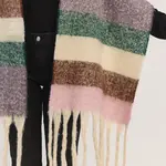 Hana Striped Fringed Scarf Brown Teal
