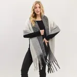 Hana Color Stripe Fringe Scarf  Black