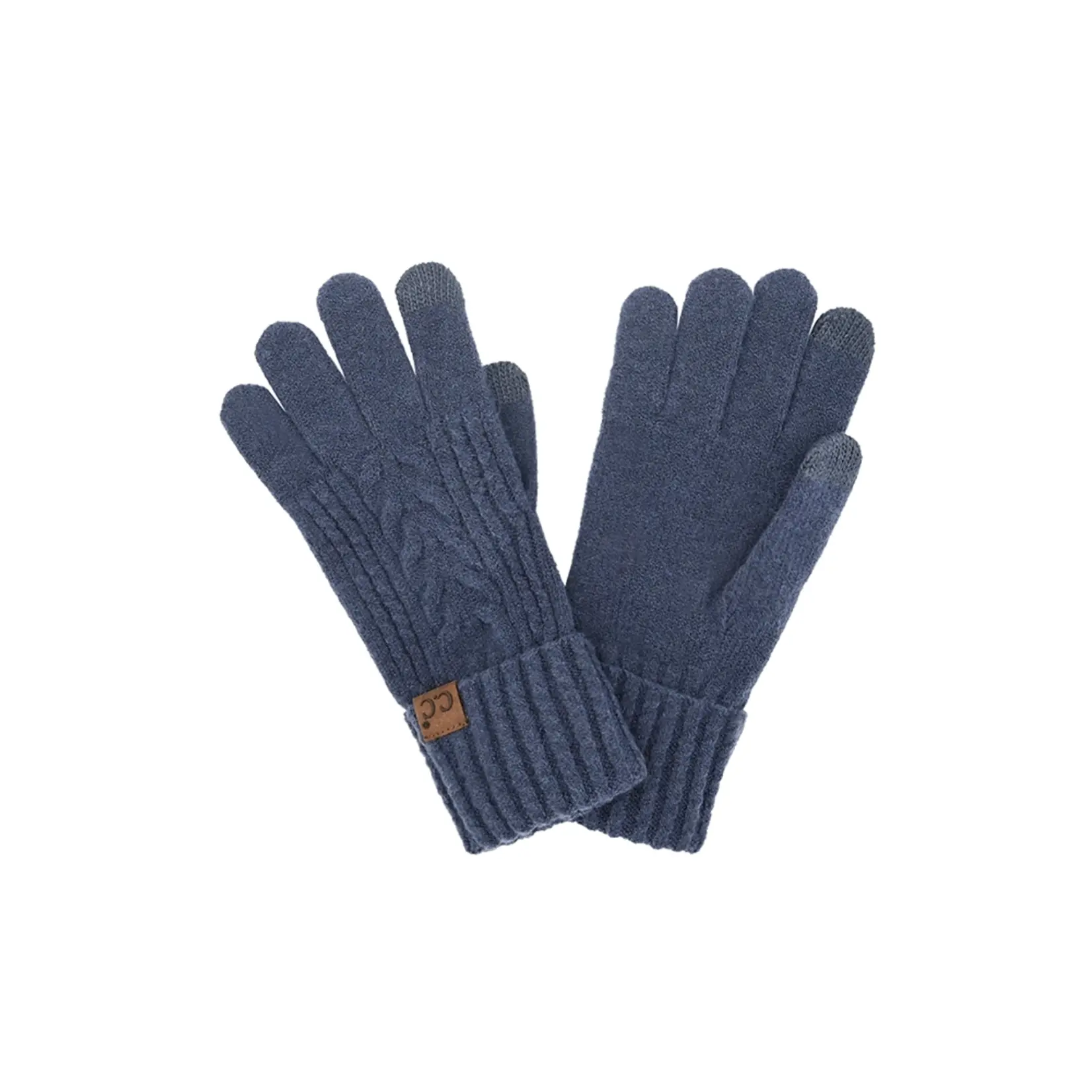 Hana C.C Cable Knit Winter Gloves Navy