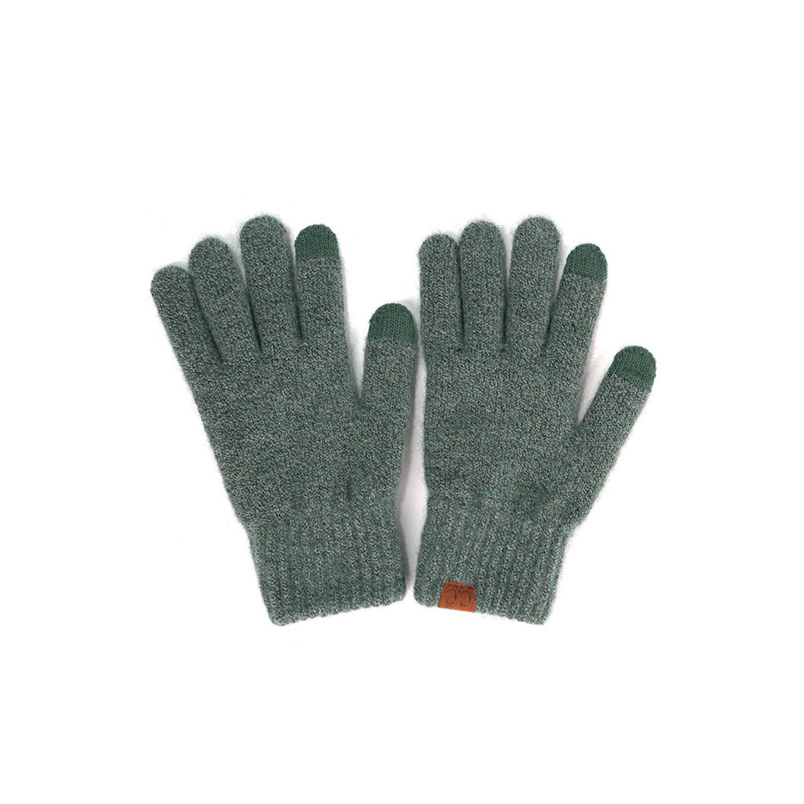 Hana C.C Heather Knit Plain Gloves Forest