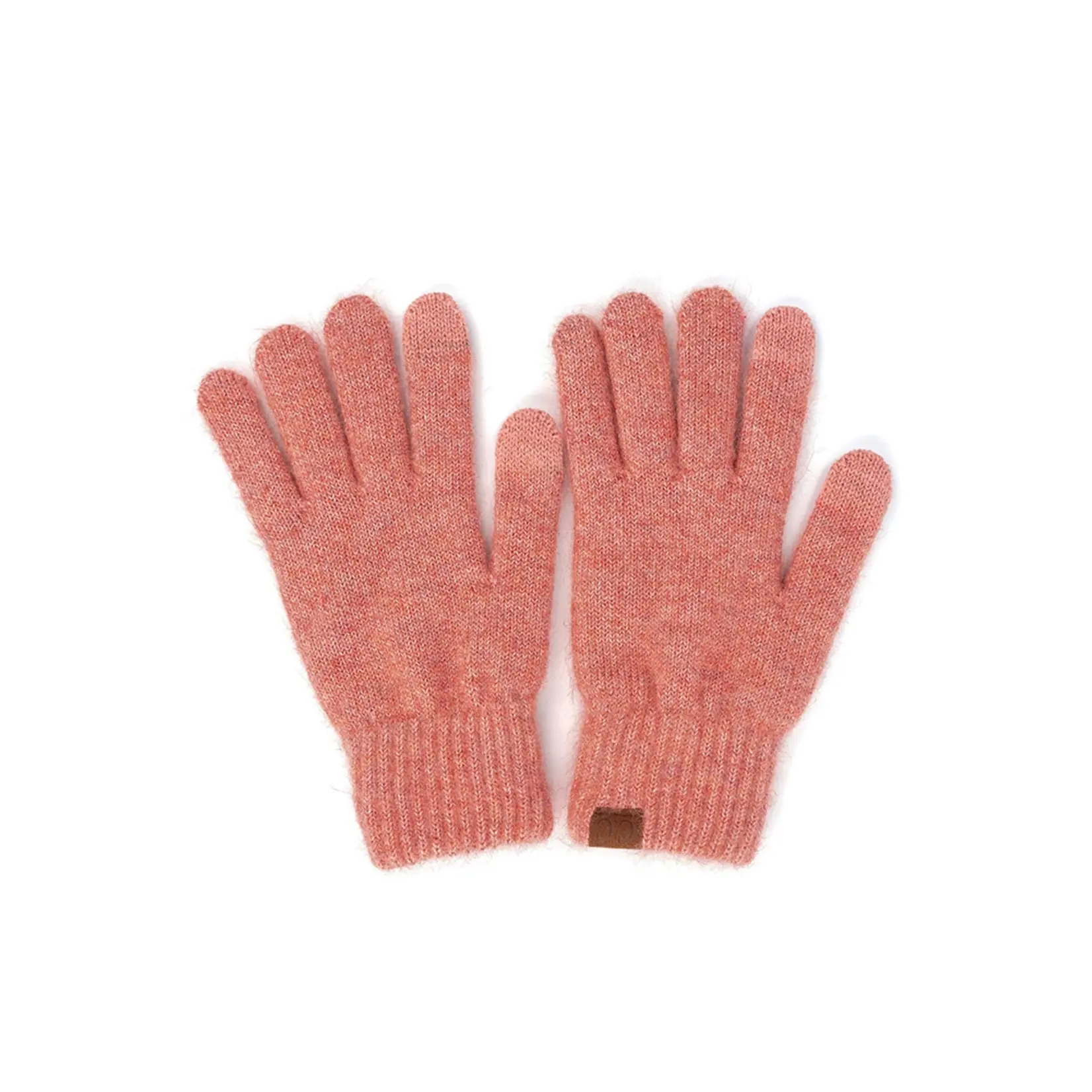 Hana C.C Heather Knit Plain Gloves Strawberry
