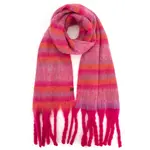 Hana C.C Horizontal Stripe Scarf Hot Pink