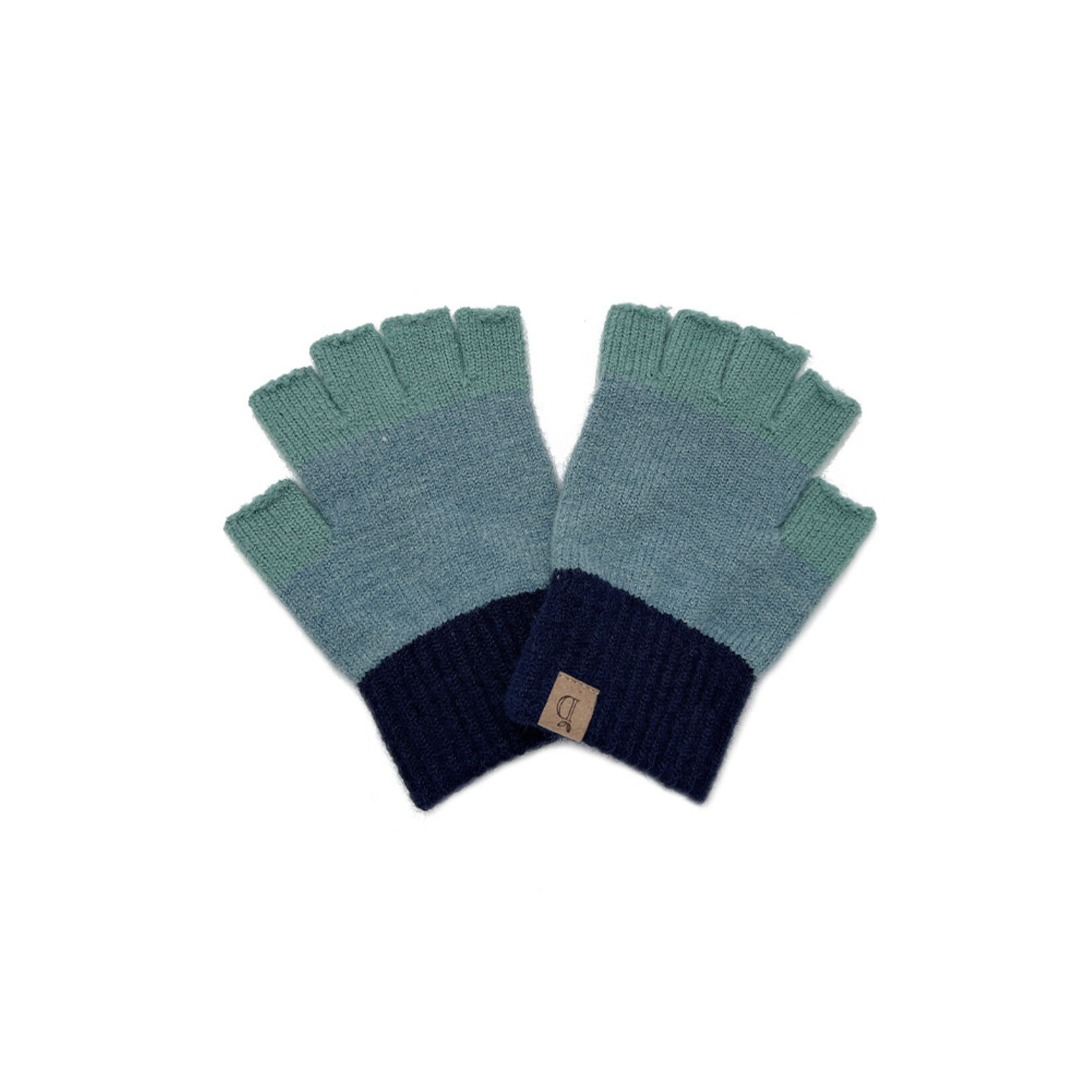 Hana Color Block Fingerless Gloves  Blue