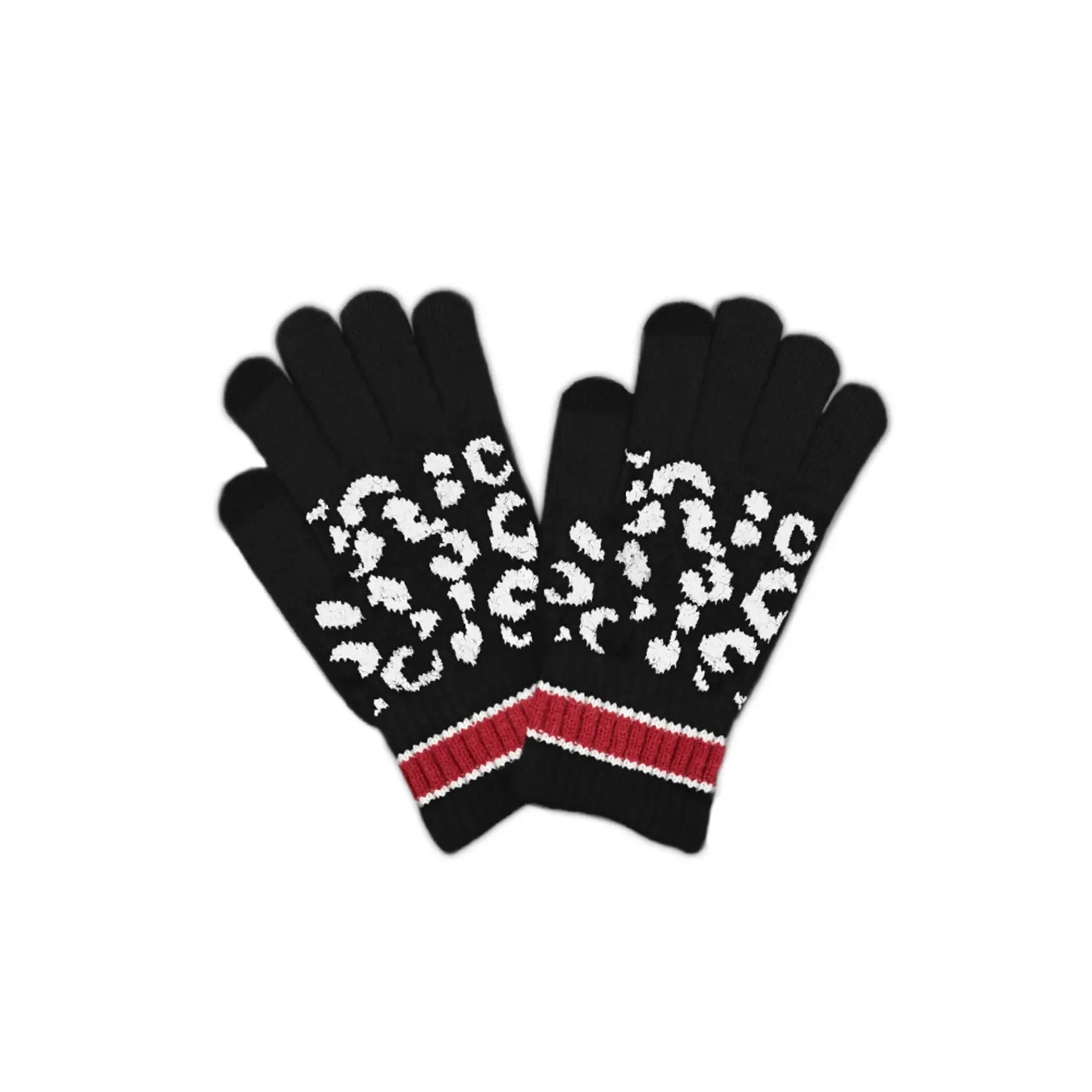 Hana Leopard Touch Gloves Black