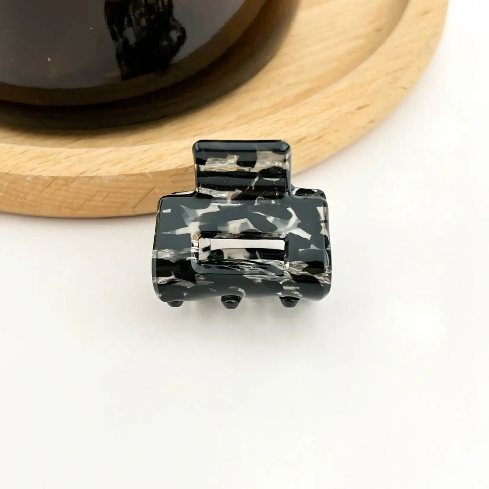 The Diva Soap Polka Dot Mini Square Claw Clip Black