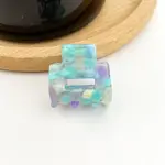 The Diva Soap Polka Dot Mini Square Claw Clip Green Purple