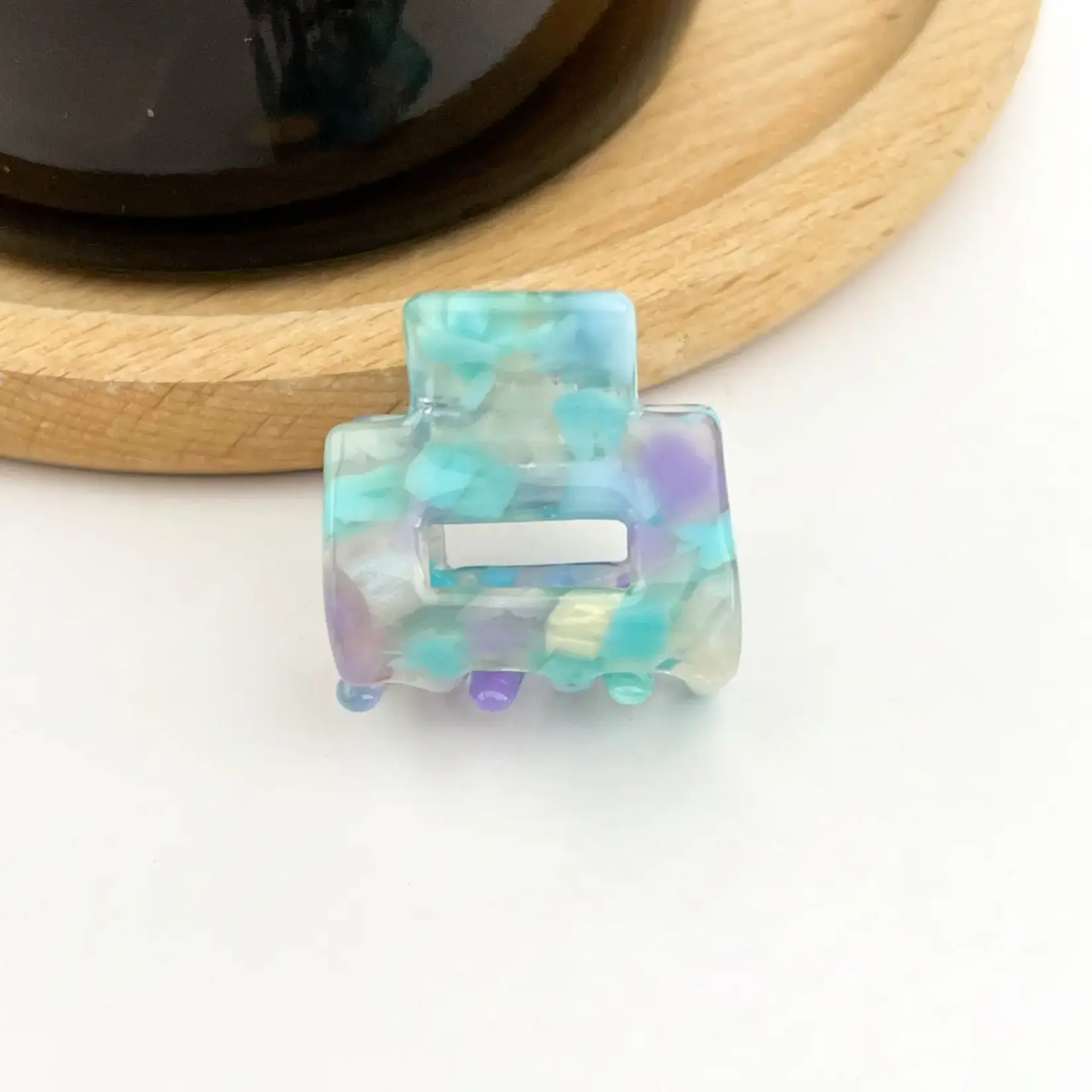 The Diva Soap Polka Dot Mini Square Claw Clip Green Purple