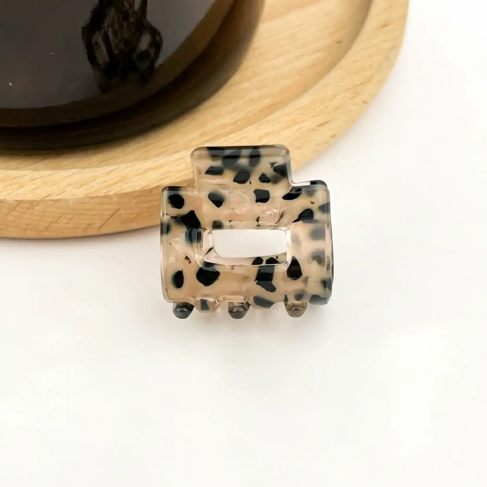 The Diva Soap Polka Dot Mini Square Claw Clip Pink Black