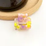 The Diva Soap Polka Dot Mini Square Claw Clip Yellow Pink